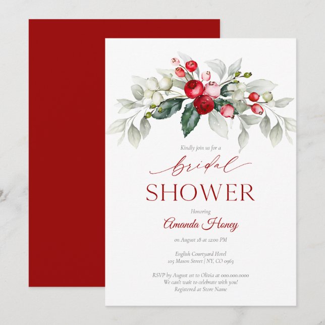 Invitation à la douche nuptiale Berry Festive (Devant / Derrière)