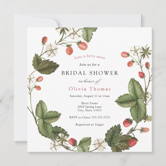Invitation à la douche nuptiale Berry Sweet Strawb (Devant)