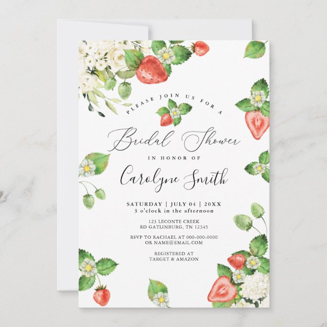 Invitation à la douche nuptiale Berry Sweet Strawb (Devant)