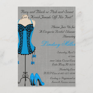 Invitation à la douche nuptiale Black & Blue Linge