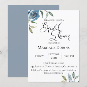 Invitation à la douche nuptiale bleu Dusty