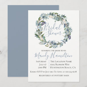 Invitation à la douche nuptiale bleu Dusty