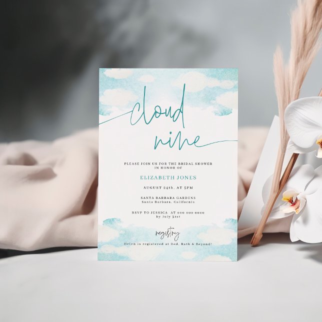 Invitation à la douche nuptiale bleu et blanc Clou (Créateur téléchargé)