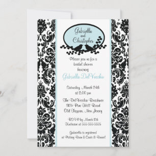 Invitation à la douche nuptiale Blue Damask