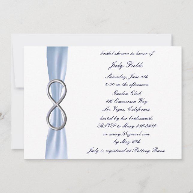 Invitation à la douche nuptiale Blue Infinity (Devant)