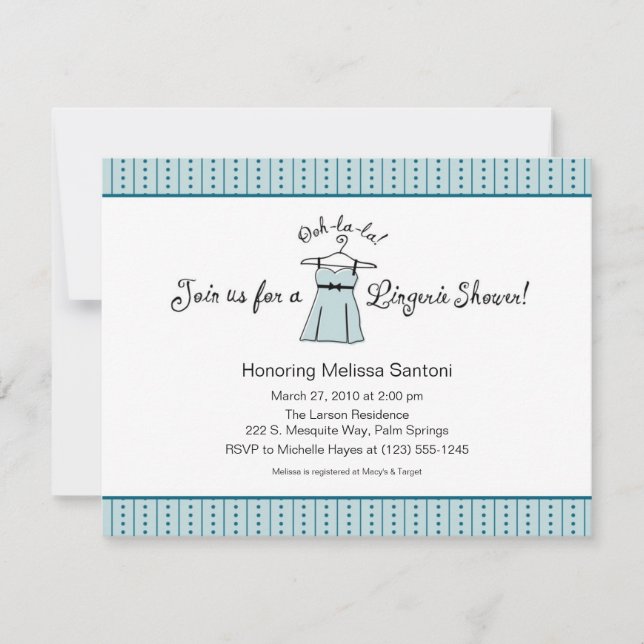Invitation à la douche nuptiale Blue Lingerie (Devant)