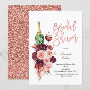 Invitation à la douche nuptiale Blush et Marsala