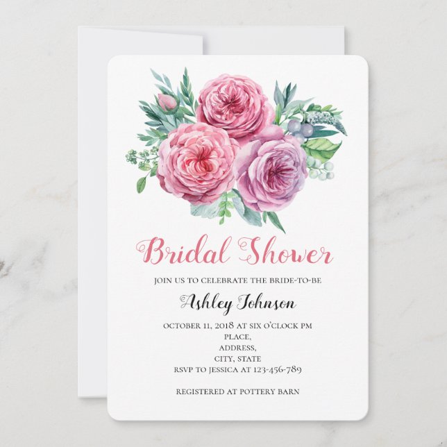 Invitation à la douche nuptiale Boho. Bohème flora (Devant)