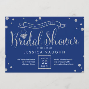 Invitation à la douche nuptiale brillante - Bleu
