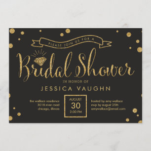 Invitation à la douche nuptiale brillante - Gold n
