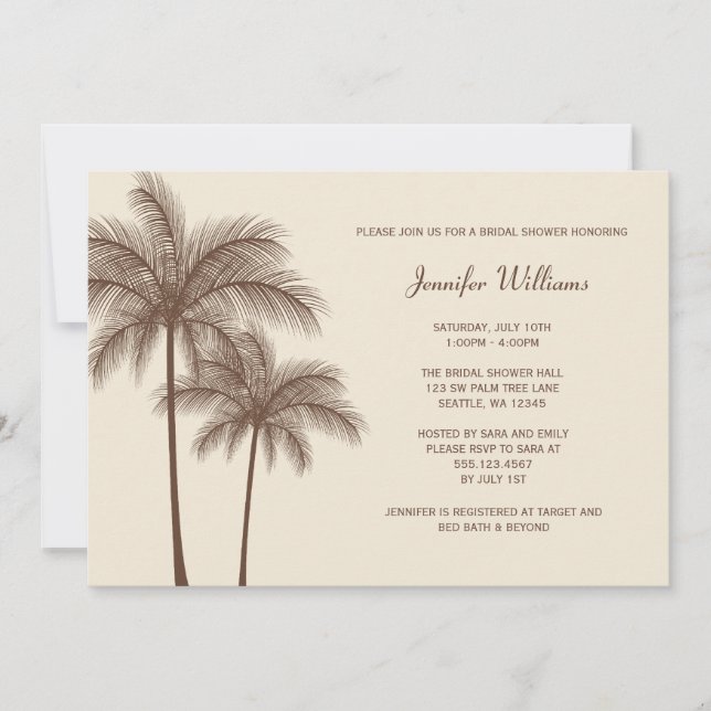 Invitation à la douche nuptiale Brown Palm Tree (Devant)
