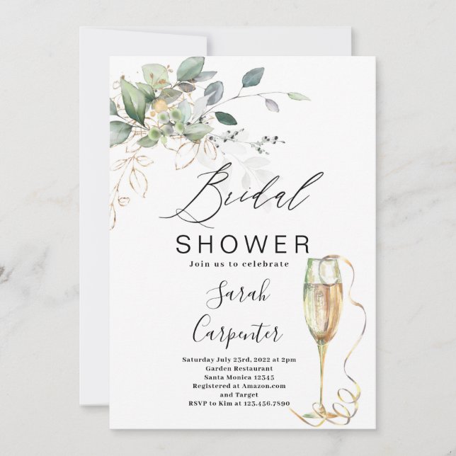 Invitation à la douche nuptiale Bubbly (Devant)