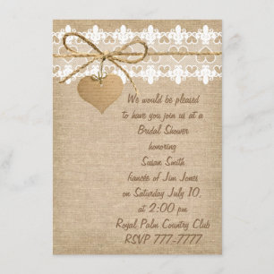 Invitation à la douche nuptiale Burlap et Lace
