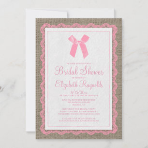 Invitation à la douche nuptiale Burlap pour un pay