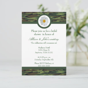 Invitation à la douche nuptiale Camo vert