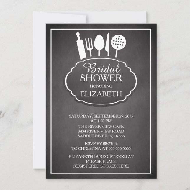 Invitation à la douche nuptiale Chalkboard Kitchen (Devant)