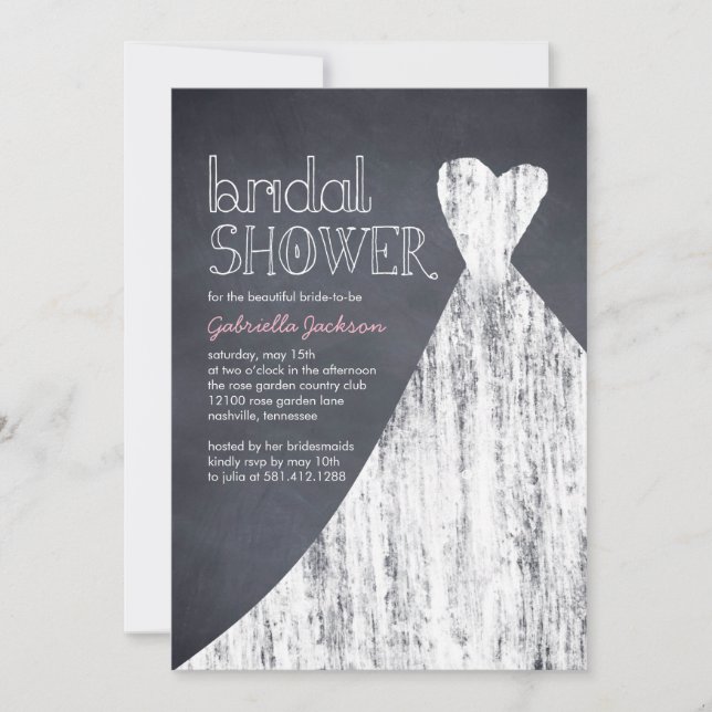 Invitation à la douche nuptiale Chalked Gown (Devant)