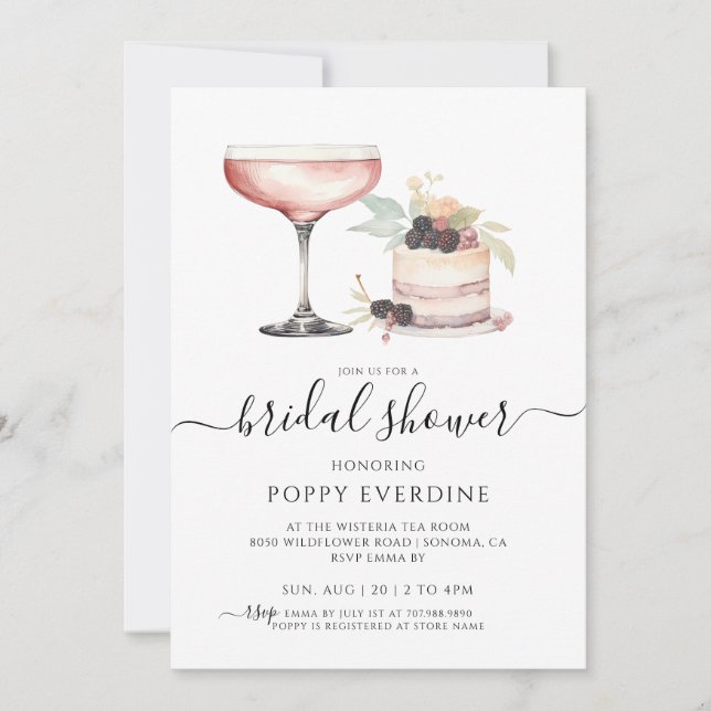 Invitation à la douche nuptiale Champagne rose (Devant)