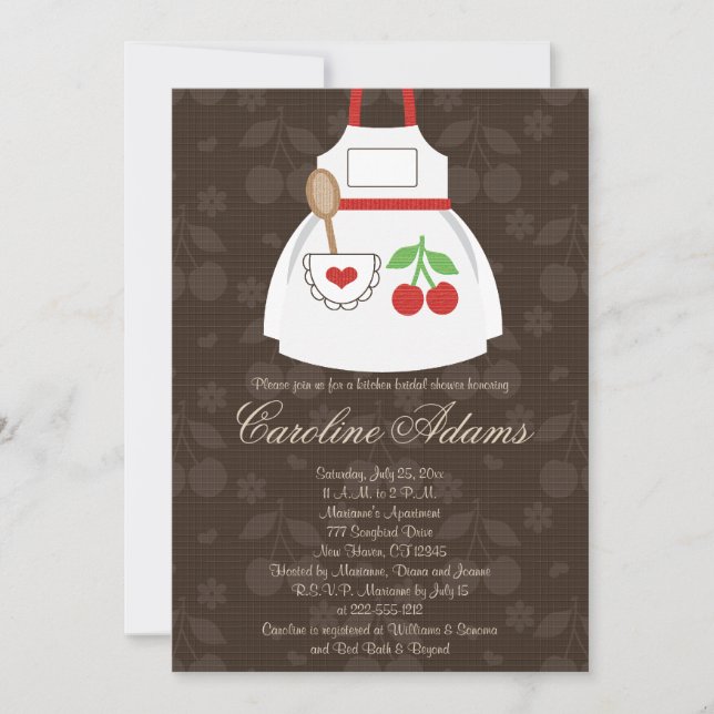 Invitation à la douche nuptiale Cherry Apron Rouge (Devant)