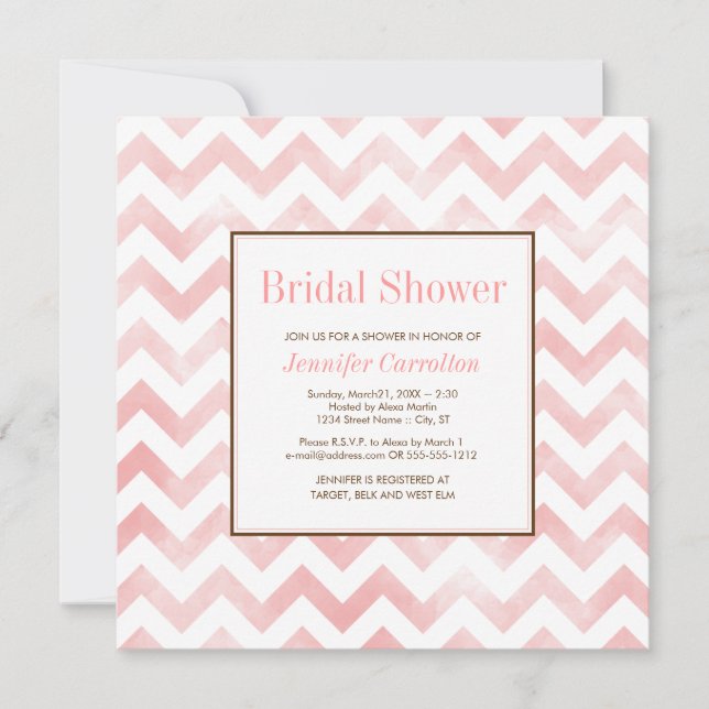 Invitation à la douche nuptiale Chevron Watercolor (Devant)