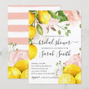 Invitation à la douche nuptiale citron avec fleurs
