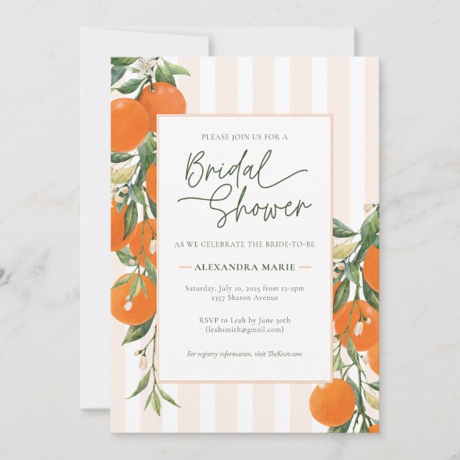 Invitation à la douche nuptiale Citrus (Devant)