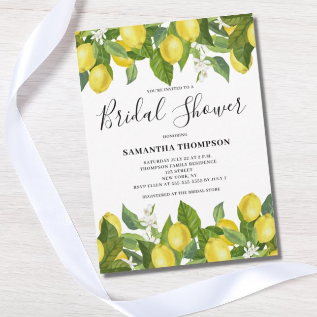 Invitation à la douche nuptiale Citrus citron (Créateur téléchargé)