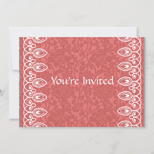 Invitation à la douche nuptiale Coral Brocade (Devant)