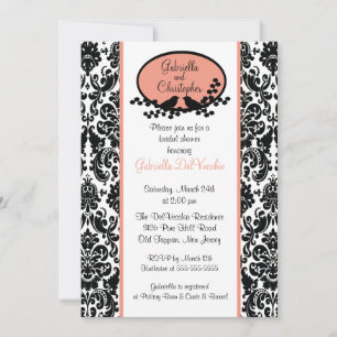 Invitation à la douche nuptiale Coral Damask