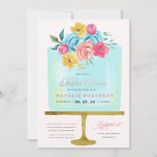 Invitation à la douche nuptiale Couture Cake - ble (Devant)