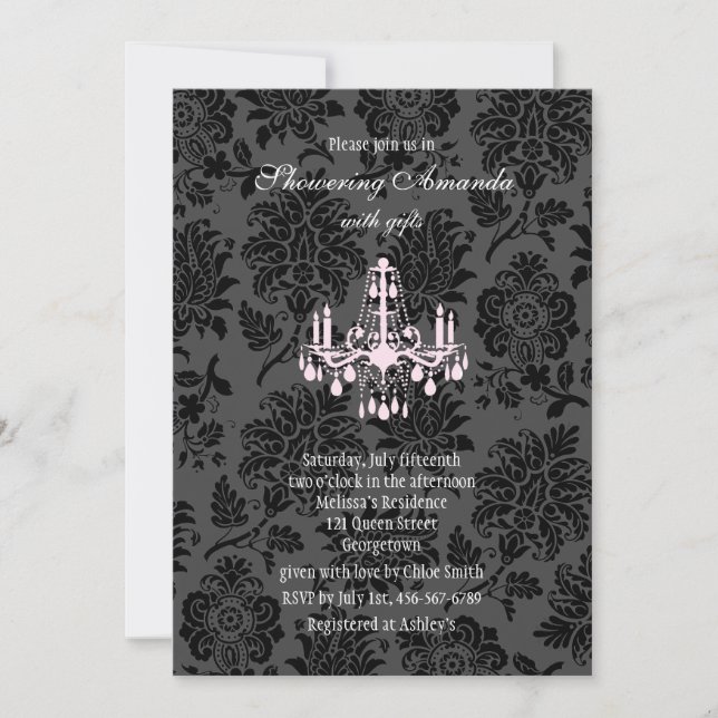 Invitation à la douche nuptiale Damas victorienne  (Devant)