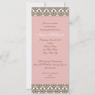 invitation à la douche nuptiale damassé rose