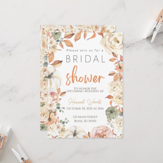 Invitation à la douche nuptiale d'automne, Mariage (Devant/Arrière en situation)