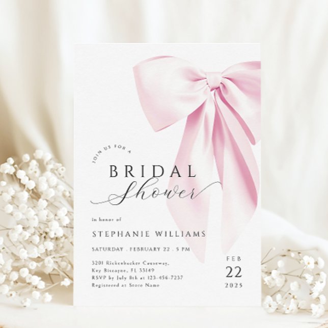 Invitation à la douche nuptiale de Bow rose modern (Créateur téléchargé)