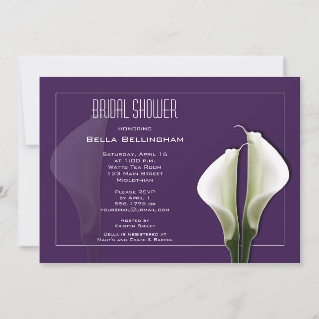 Invitation à la douche nuptiale de Calla Lillies (Devant)
