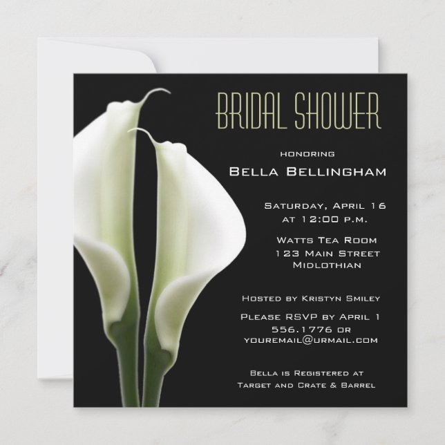 Invitation à la douche nuptiale de Calla Lillies (Devant)