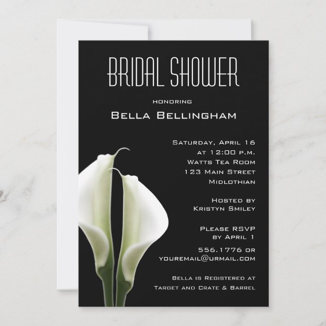 Invitation à la douche nuptiale de Calla Lillies e (Devant)