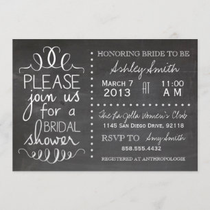 Invitation à la douche nuptiale de Chalkboard