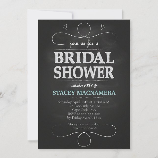 Invitation à la douche nuptiale de Chalkboard (Devant)