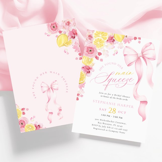 Invitation à la douche nuptiale de citron rose Coq (Créateur téléchargé)