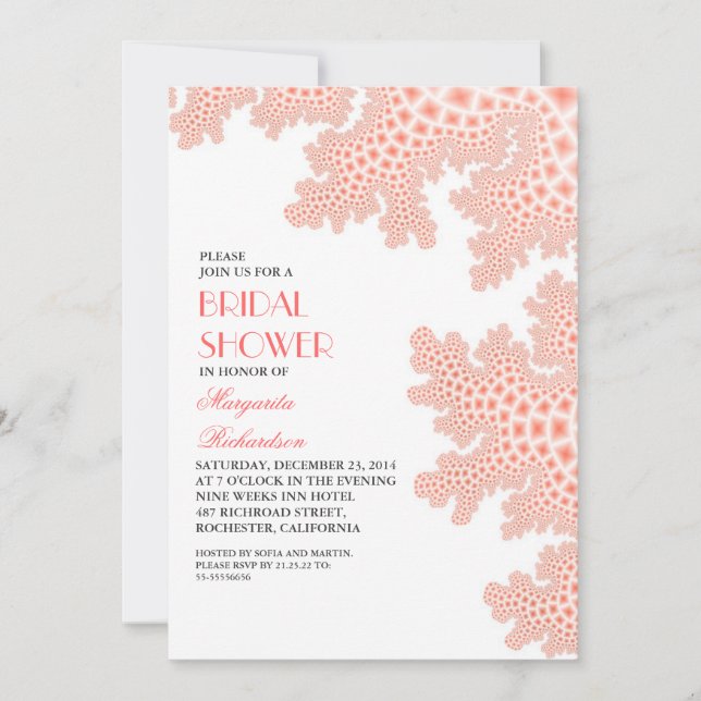 Invitation à la douche nuptiale de corail de mer (Devant)