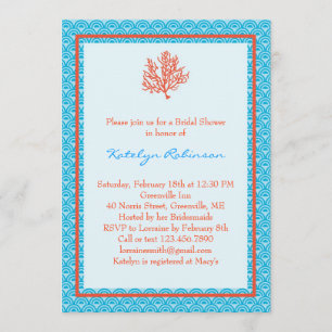 Invitation à la douche nuptiale de Corail rouge