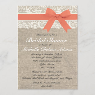 Invitation à la douche nuptiale de Coral Lace Burl