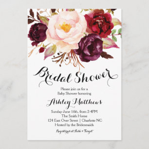 Invitation à la douche nuptiale de Cranberry Marsa