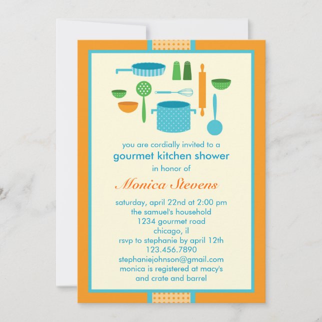 Invitation à la douche nuptiale de cuisine (Devant)
