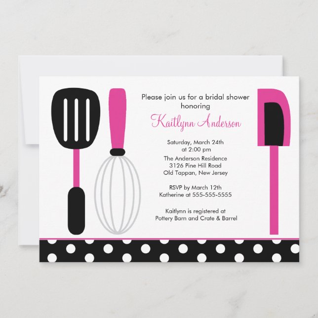 Invitation à la douche nuptiale de cuisine rétro a (Devant)