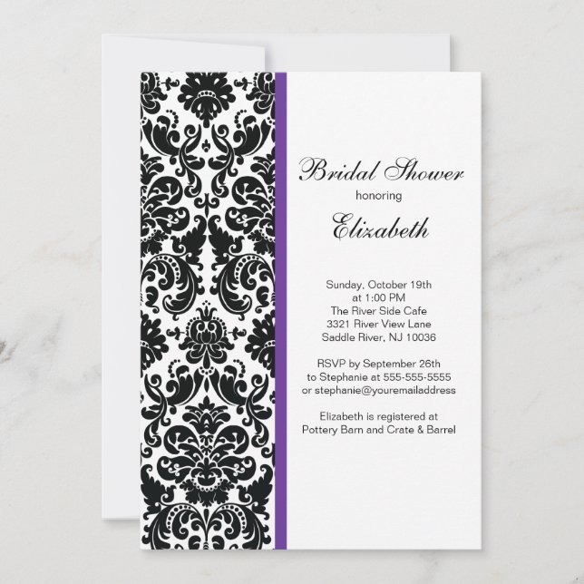 Invitation à la douche nuptiale de Damask Purple (Devant)