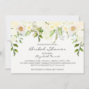 Invitation à la douche nuptiale de fleur de crème