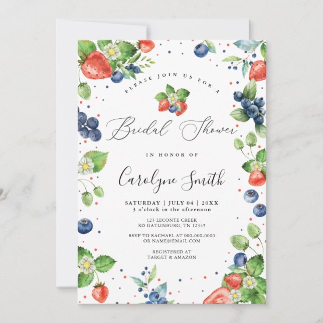 Invitation à la douche nuptiale de fraise Berry (Devant)