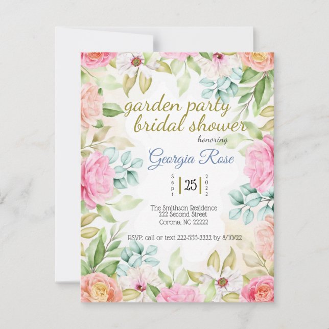 Invitation à la douche nuptiale de Garden Party (Devant)